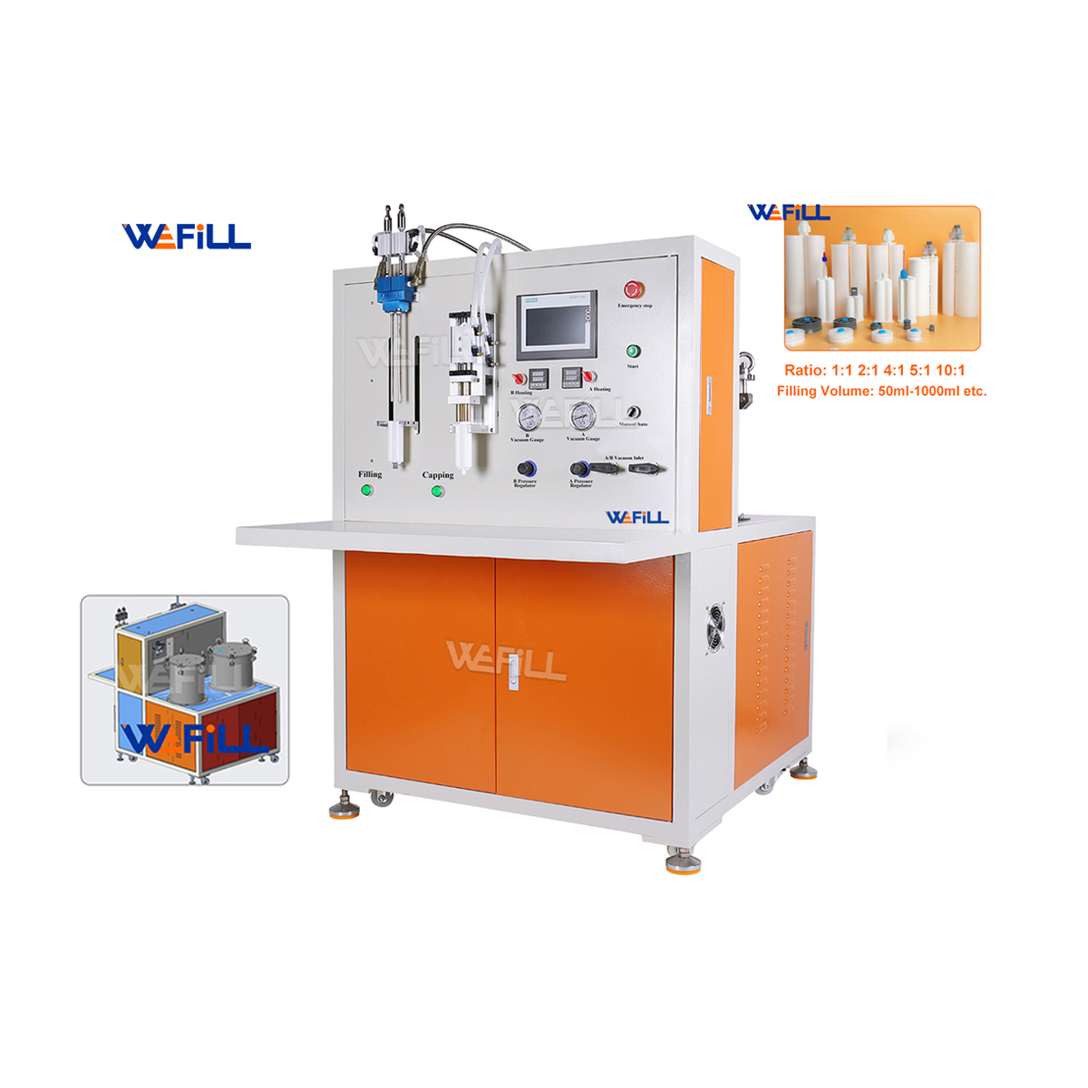 Semi-Auto 2K Cartridge AB Adhesive Filling Capping Machine | 1:1-10:1 Ratio, 50-600ml, Low Viscosity Glue Dispensing Machine