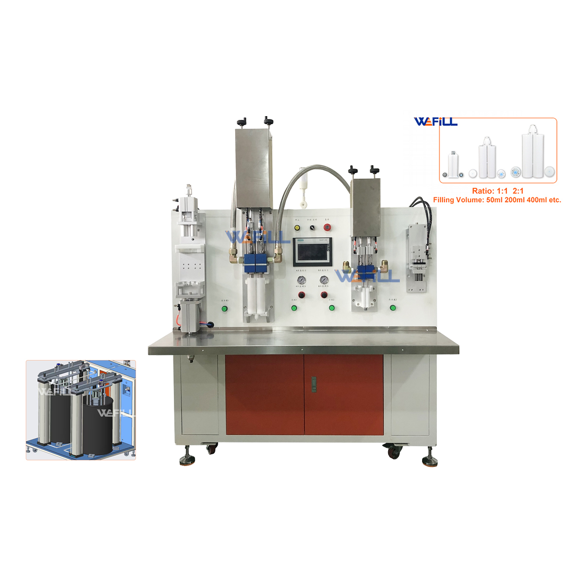 Semi-Automatic High-viscosity Adhesive filling machine 1:1 Two Component AB Adhesive Filling, Capping & Dispensing Machine for 50ml 400ml 2K Cartridge