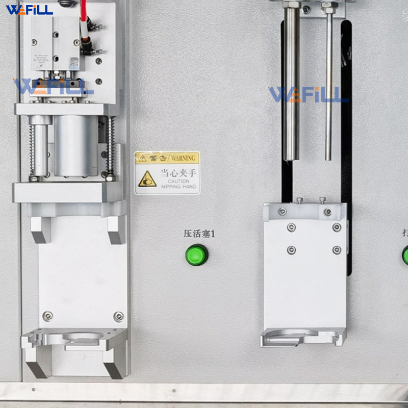 WEFILL-CAR-AB-F001-490-50-10-1 semi-automatic 490ml 50ml 10:1 AB dual-cartridge filler and capper – front view with Siemens HMI touchscreen and control panel