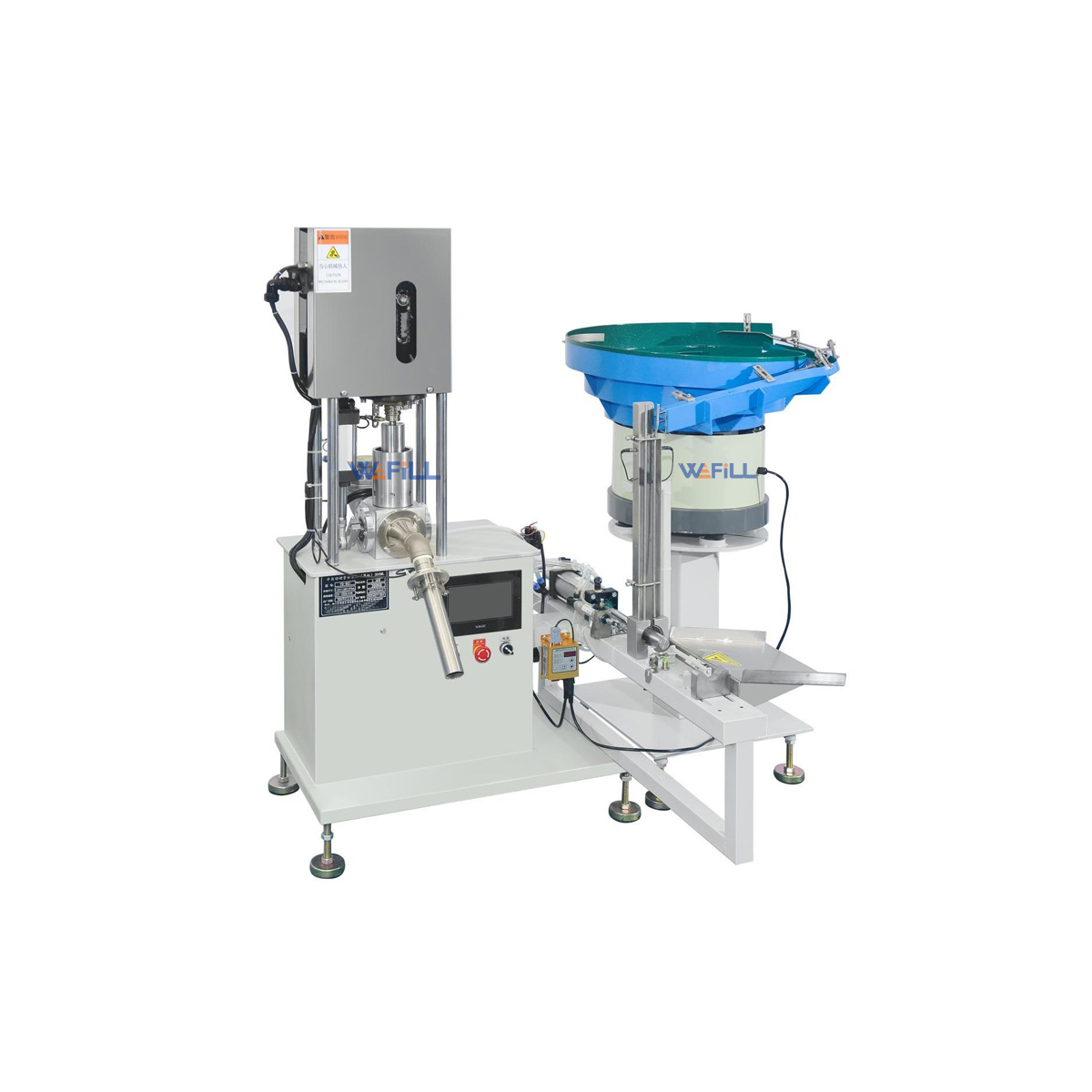 WEFILL semi-automatic silicone sealant cartridge filling capping machine – front view with PLC control panel, manual loading station, and anti-drip filling nozzle